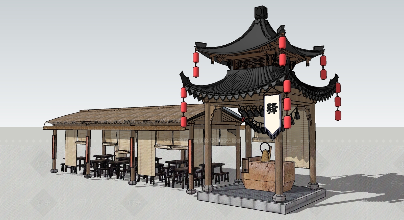 古典亭子SU模型下载【ID:490222836】