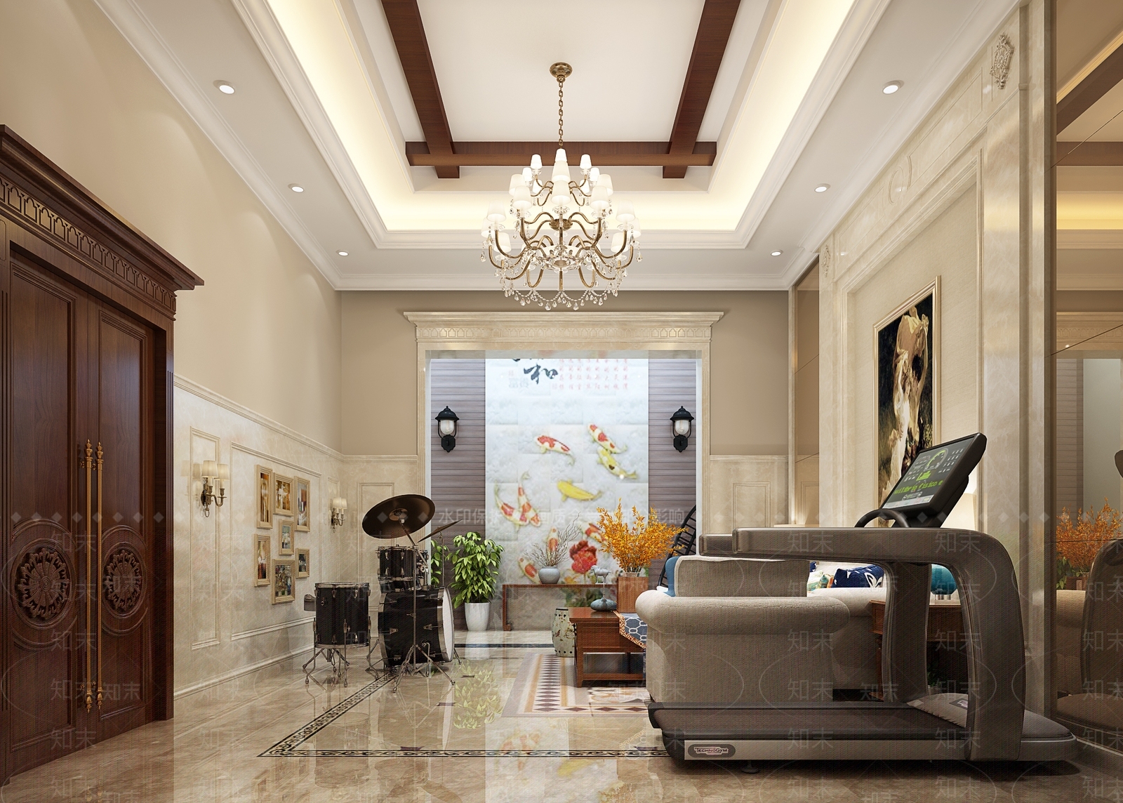 美式家居健身房3D模型下载【ID:1100616417】