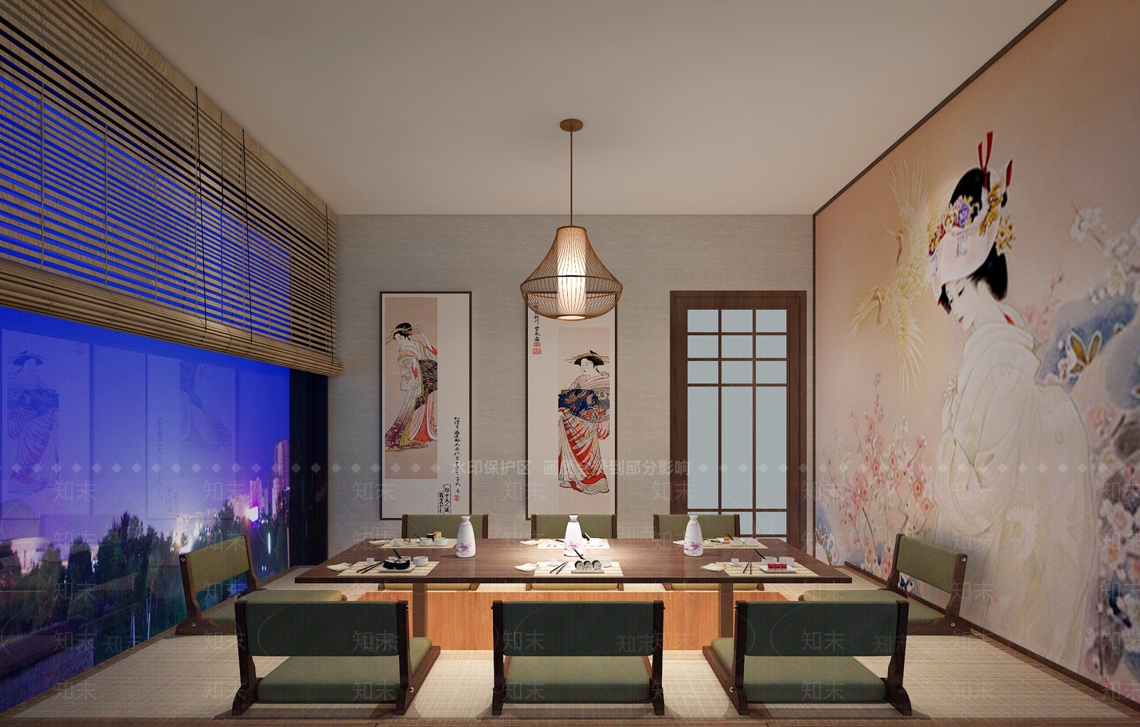 日式餐厅包厢3D模型下载【ID:990314944】