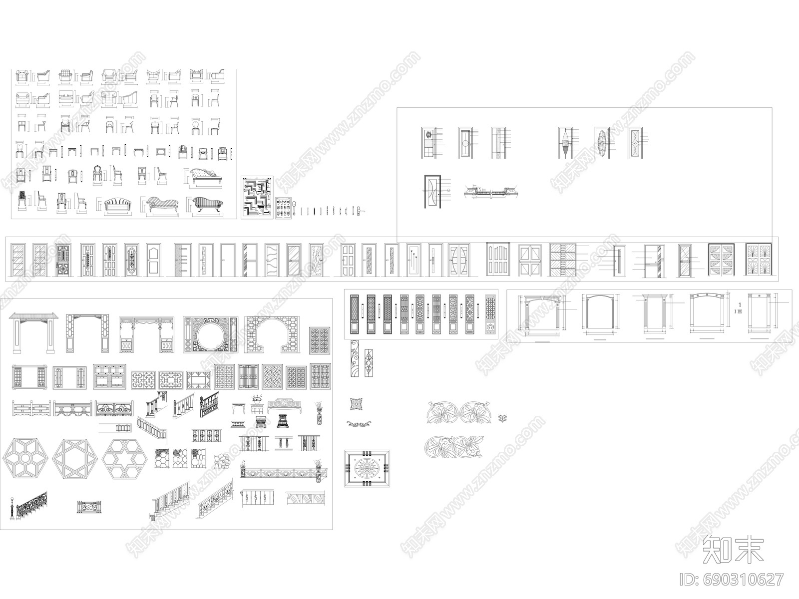 中式家具施工图下载【ID:690310627】