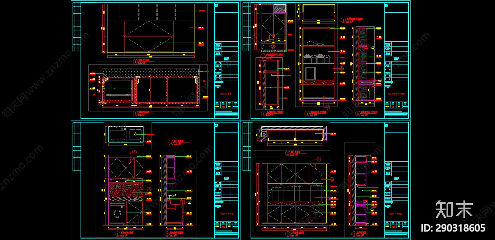 北欧衣柜施工图下载【ID:290318605】