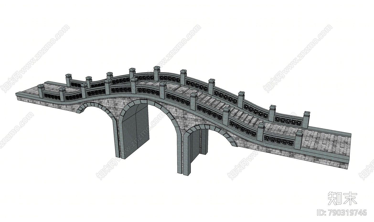 中式桥SU模型下载【ID:790319746】