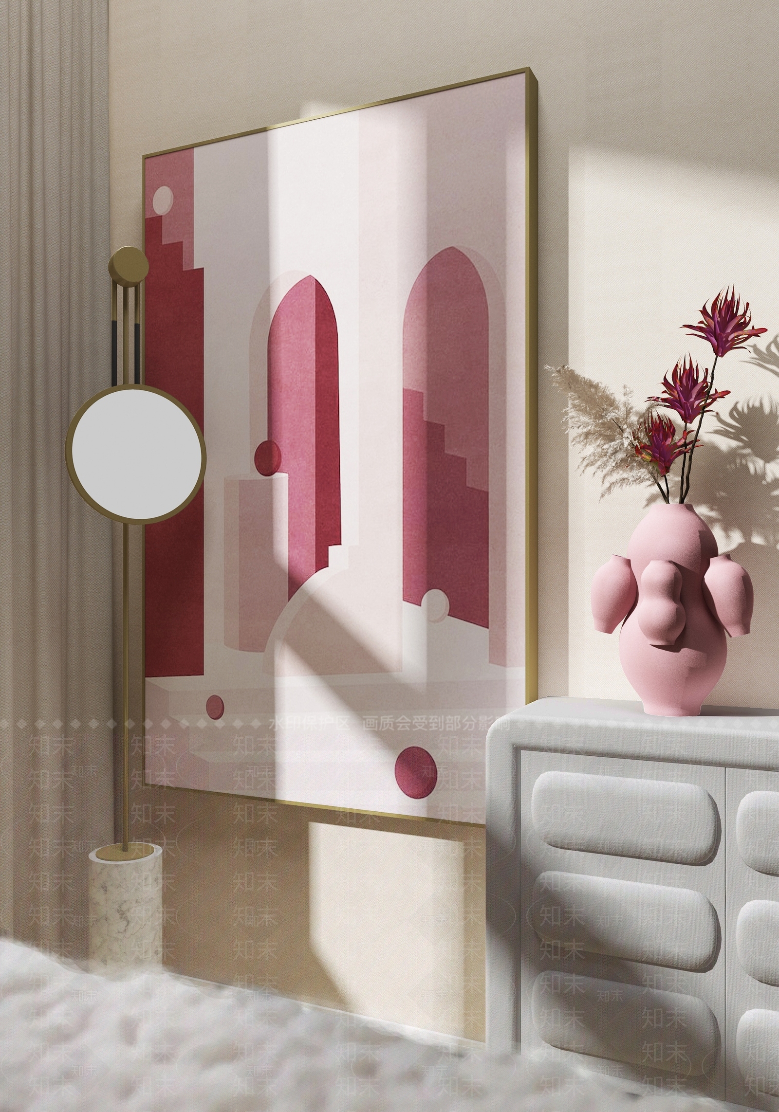 【3D悬赏模型】现代花瓶花艺3D模型下载【ID:690393899】