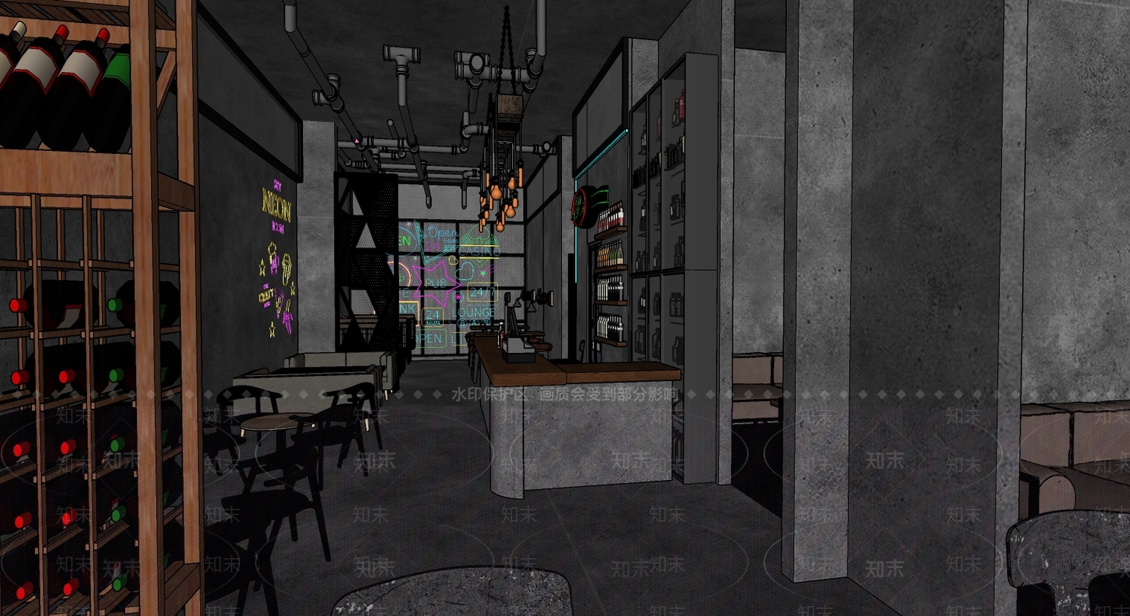 工业酒吧SU模型下载【ID:790376407】