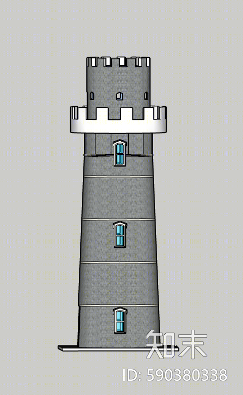 新中式塔楼SU模型下载【ID:590380338】