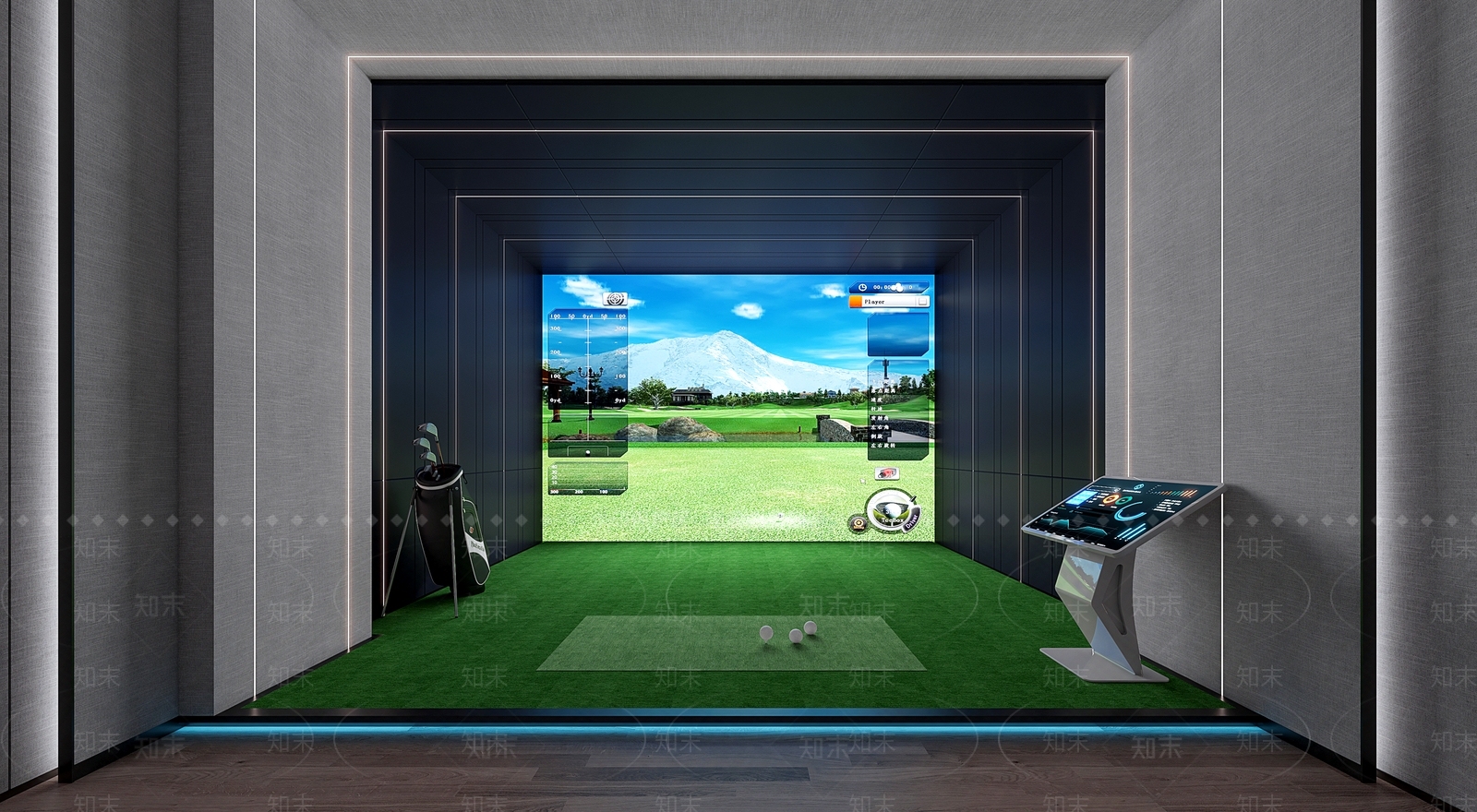 现代室内高尔夫3D模型下载【ID:291020553】