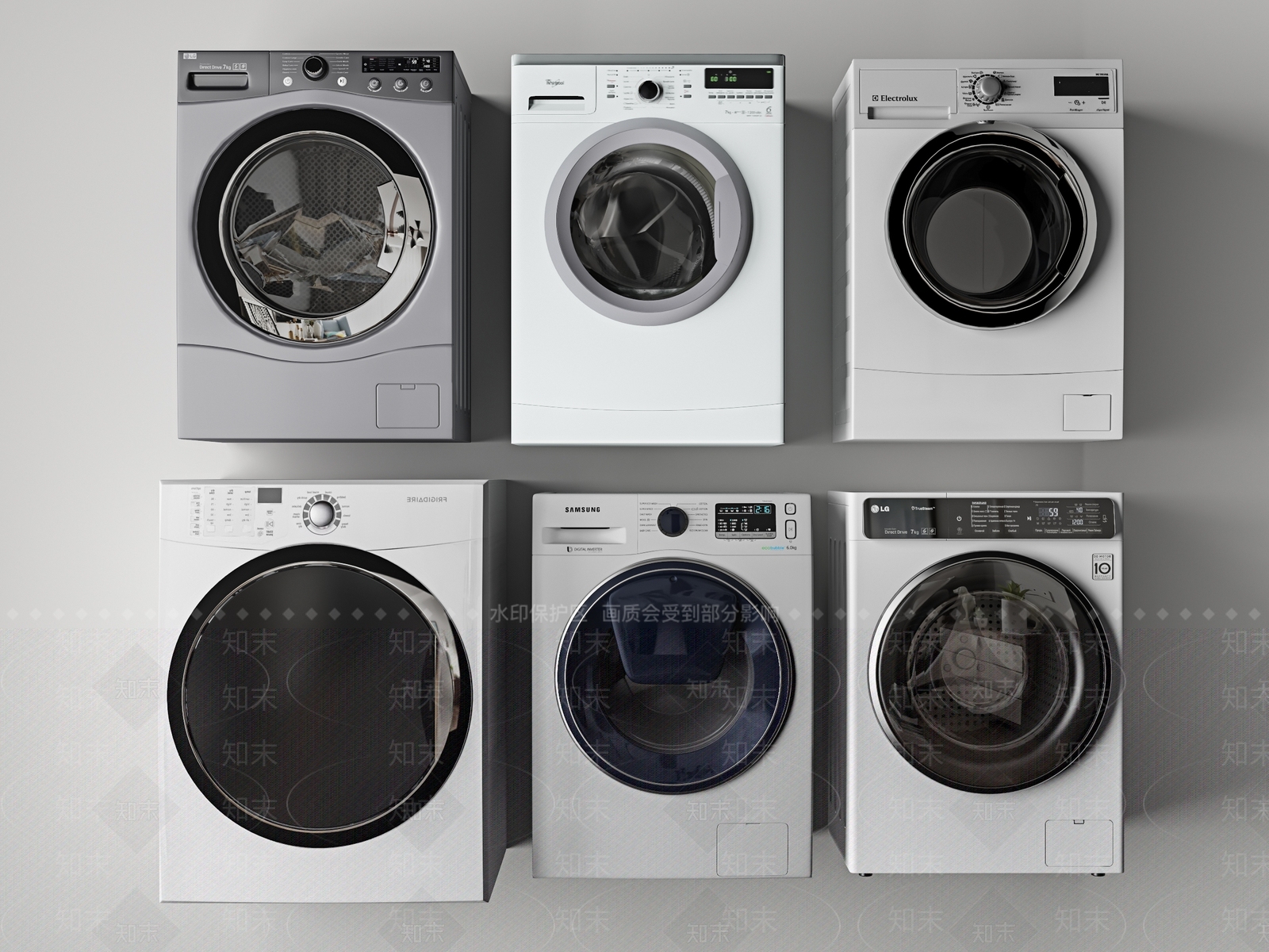 现代滚筒洗衣机3D模型下载【ID:190395506】