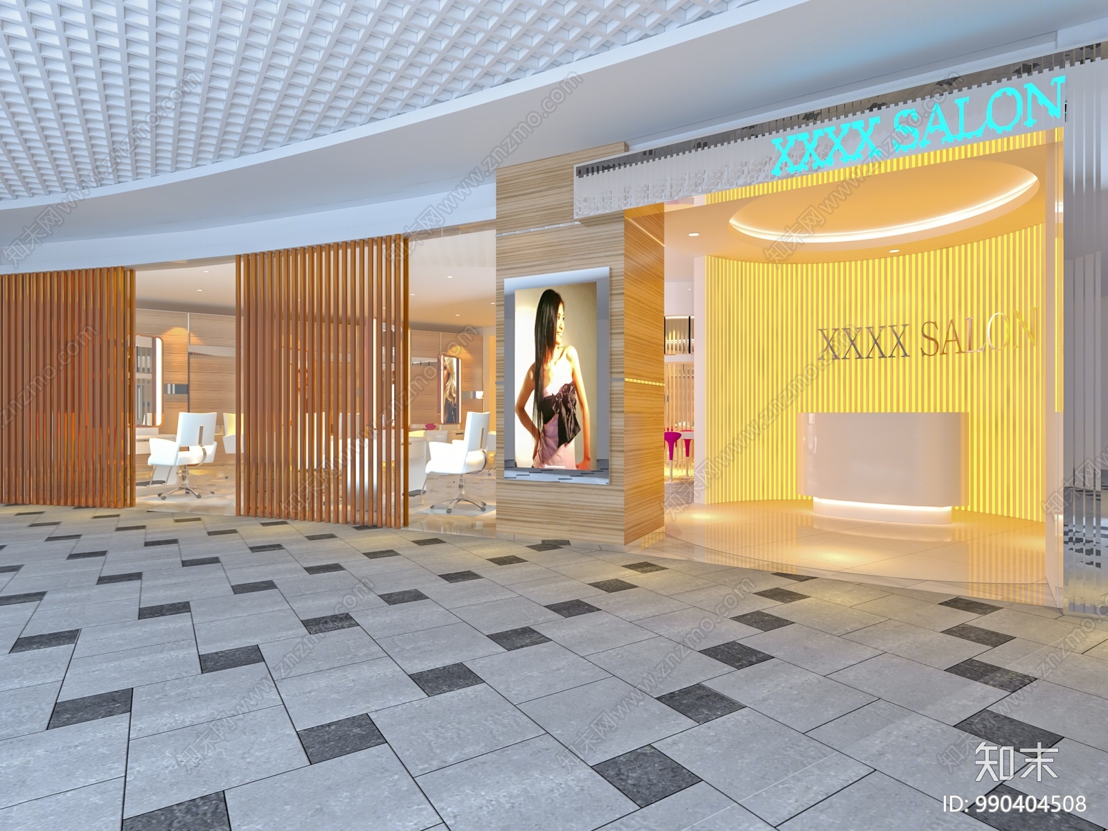 现代美发店3D模型下载【ID:990404508】