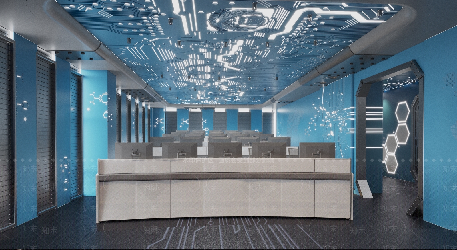 现代公安局指挥大厅3D模型下载【ID:490406028】