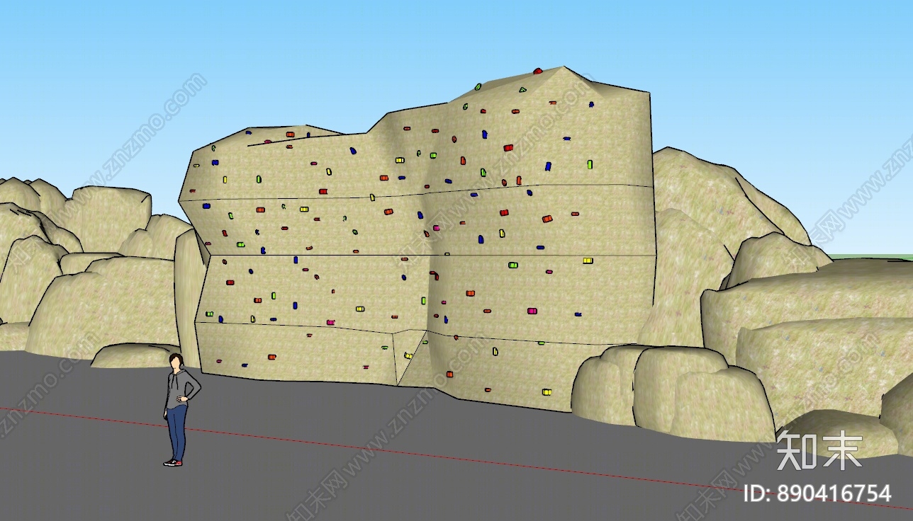 现代攀岩墙SU模型下载【ID:890416754】