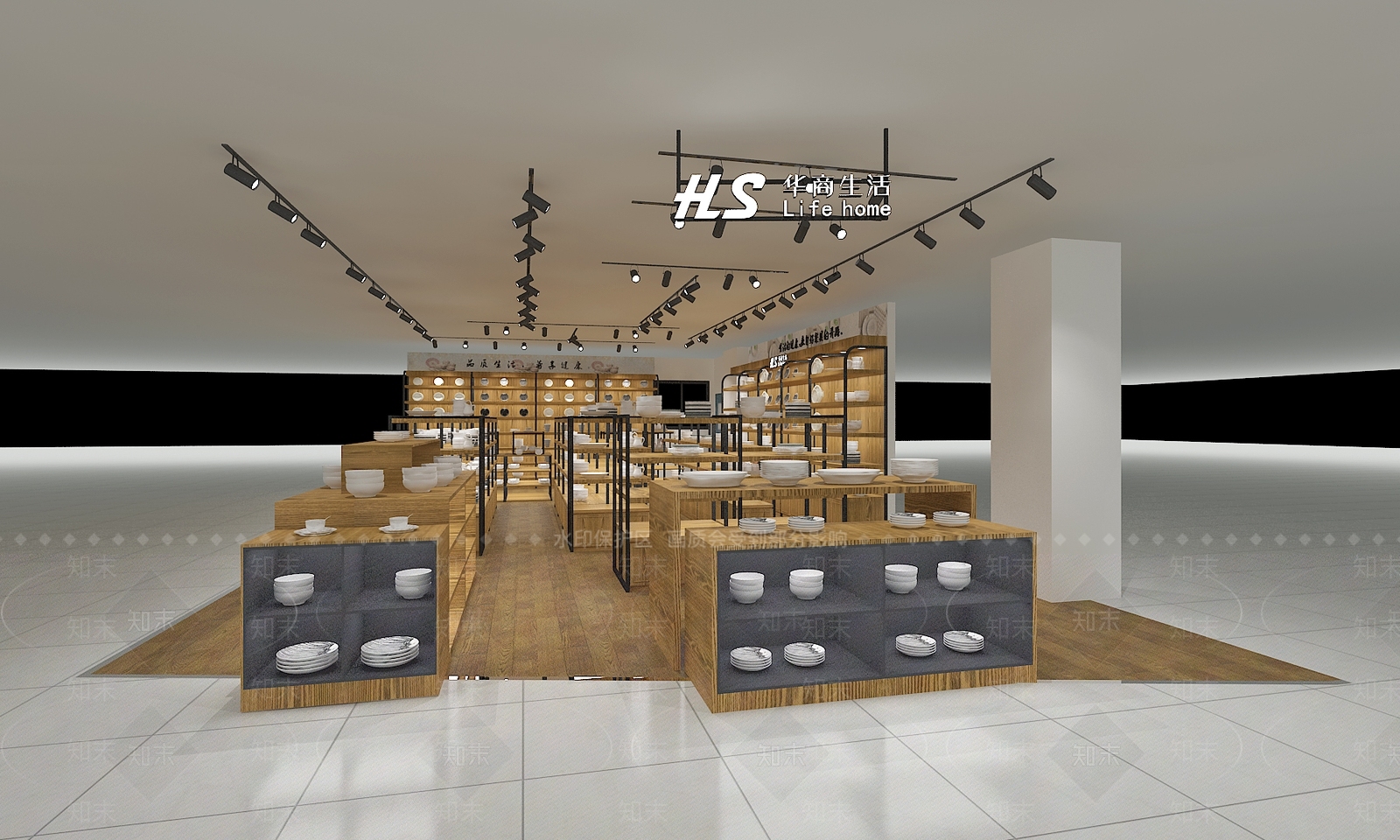现代厨房餐具店3D模型下载【ID:390421405】