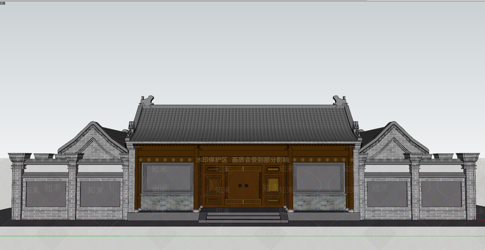 中式四合院SU模型下载【ID:390425243】