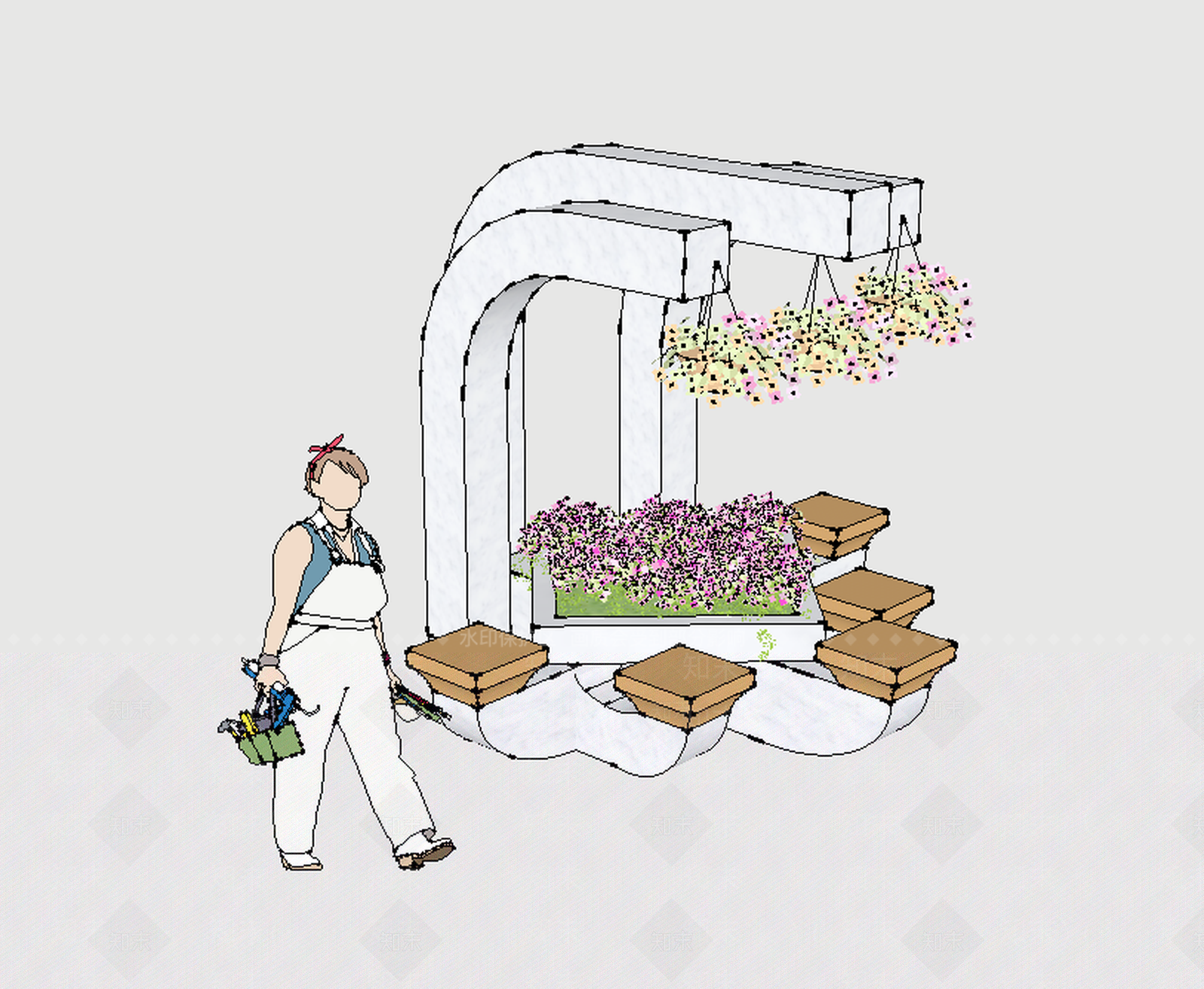 现代景观座椅SU模型下载【ID:890434412】