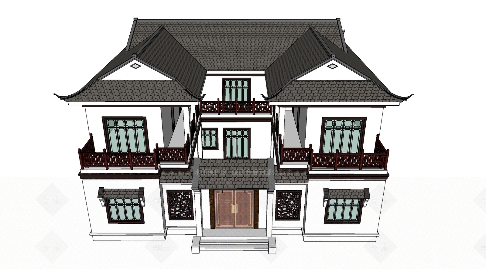 中式四合院SU模型下载【ID:390440287】