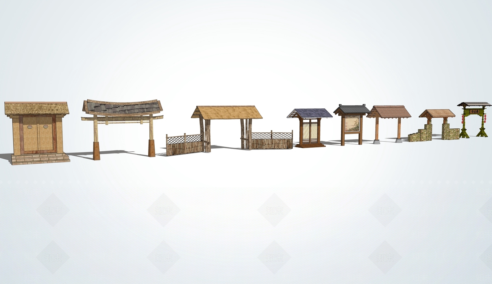 中式乡村小院大门SU模型下载【ID:390467390】