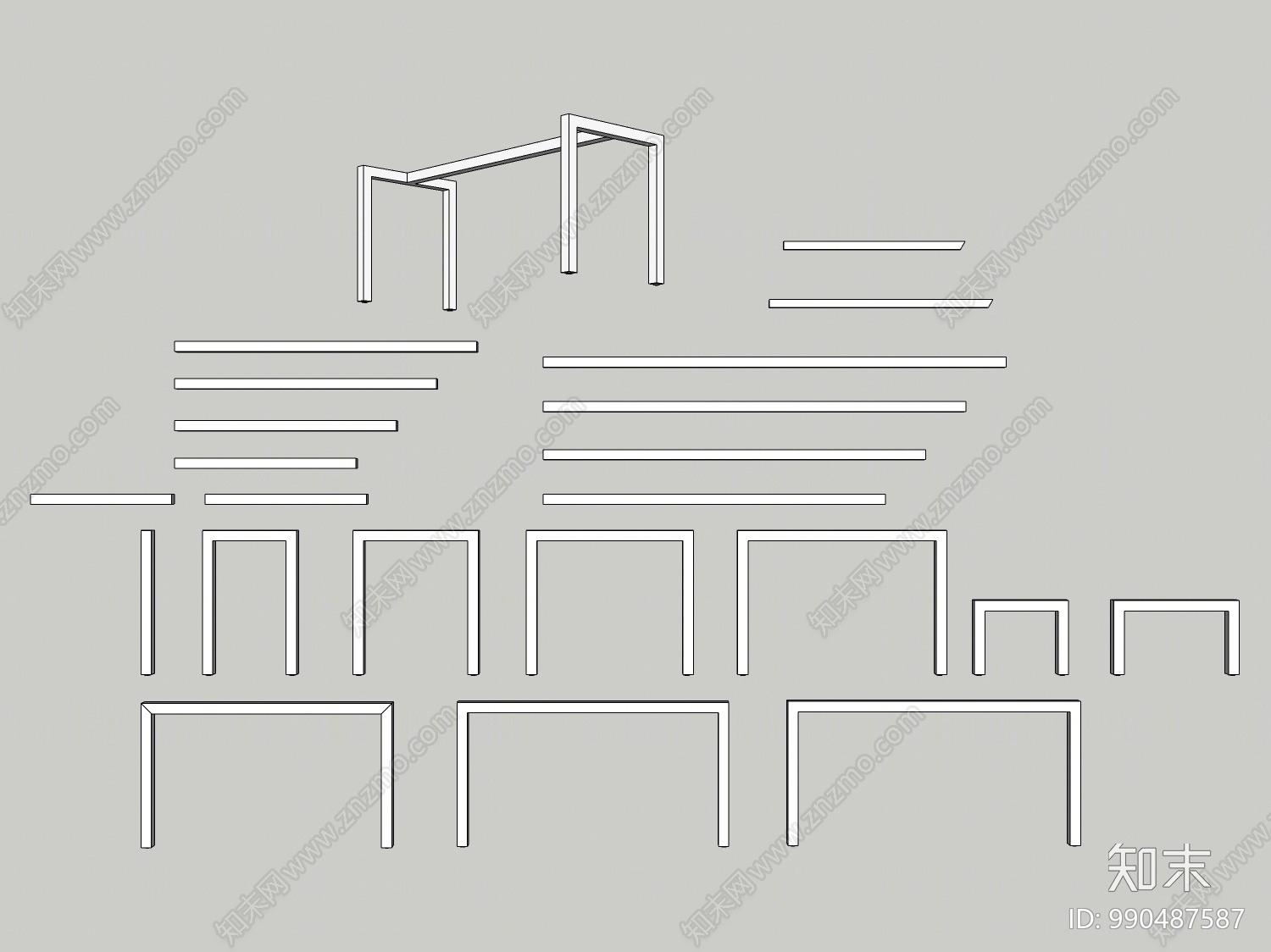 现代桌架SU模型下载【ID:990487587】