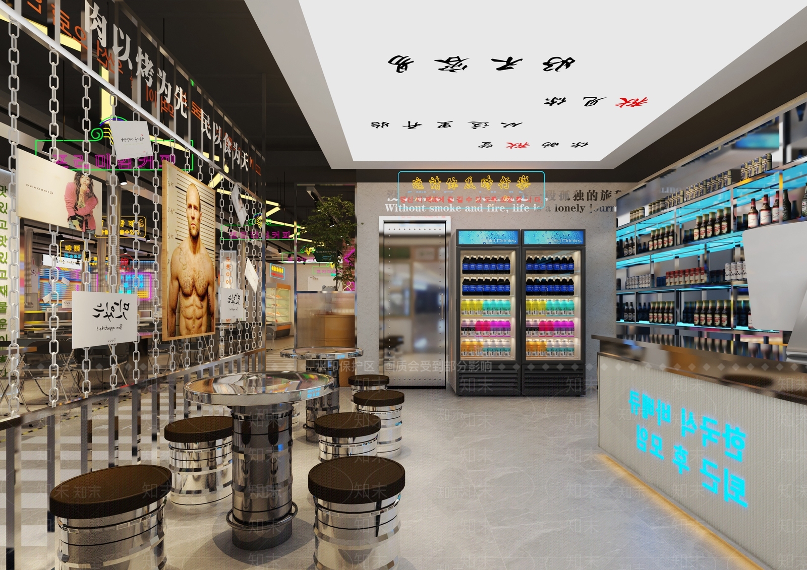 工业风烤肉店3D模型下载【ID:390503297】