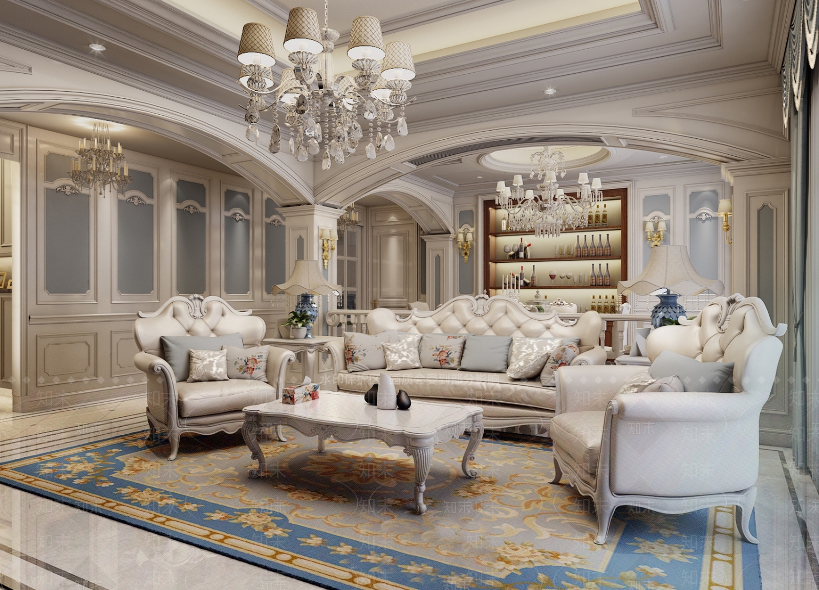 简欧风格客厅3D模型下载【ID:790514840】