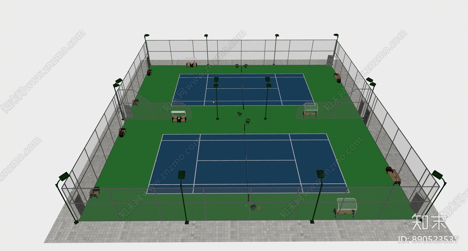现代网球场SU模型下载【ID:890523537】