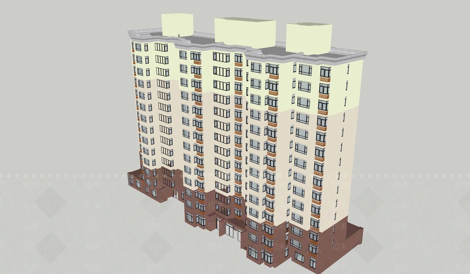 现代多层住宅SU模型下载【ID:291312683】