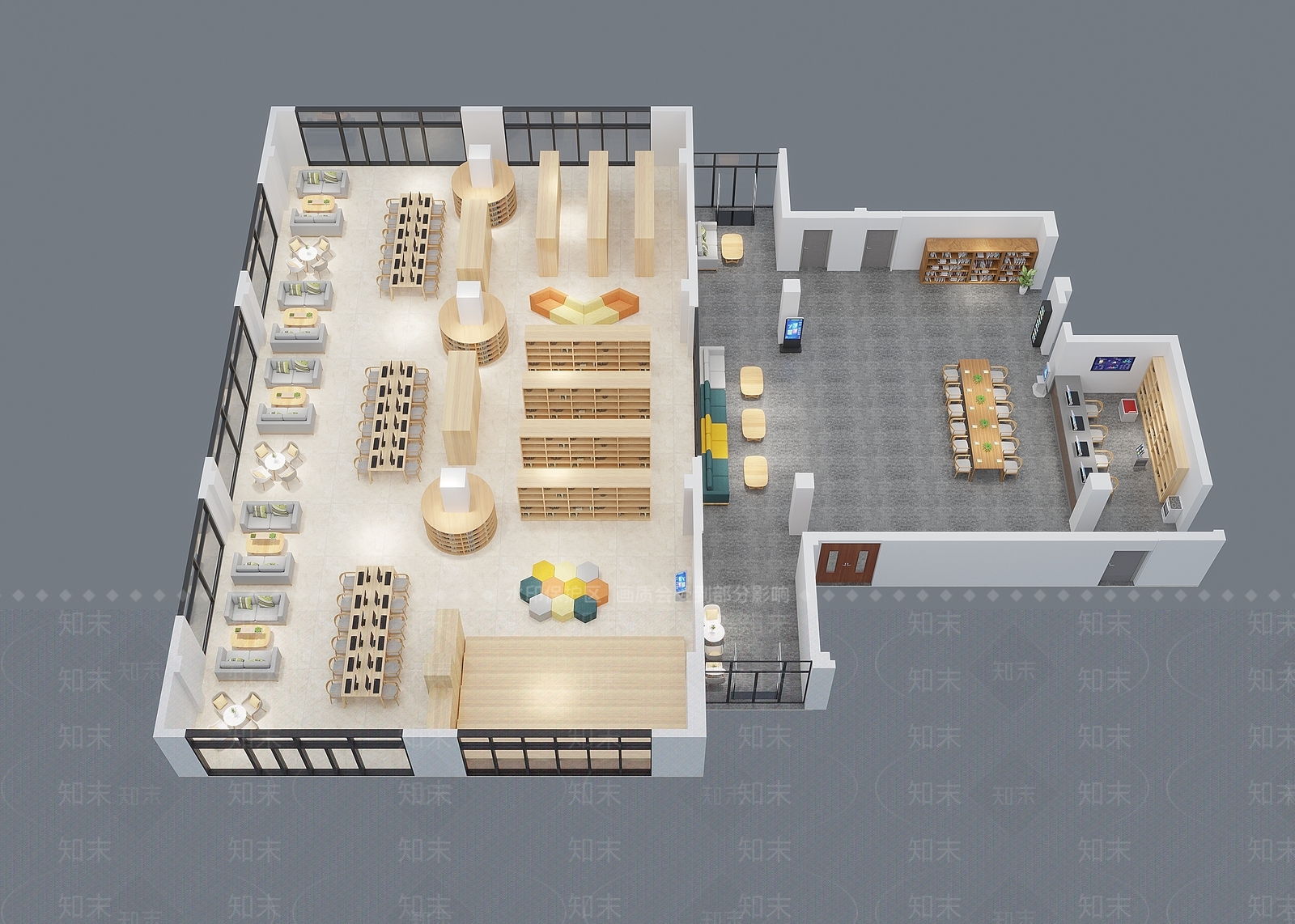 现代图书馆鸟瞰3D模型下载【ID:890595227】