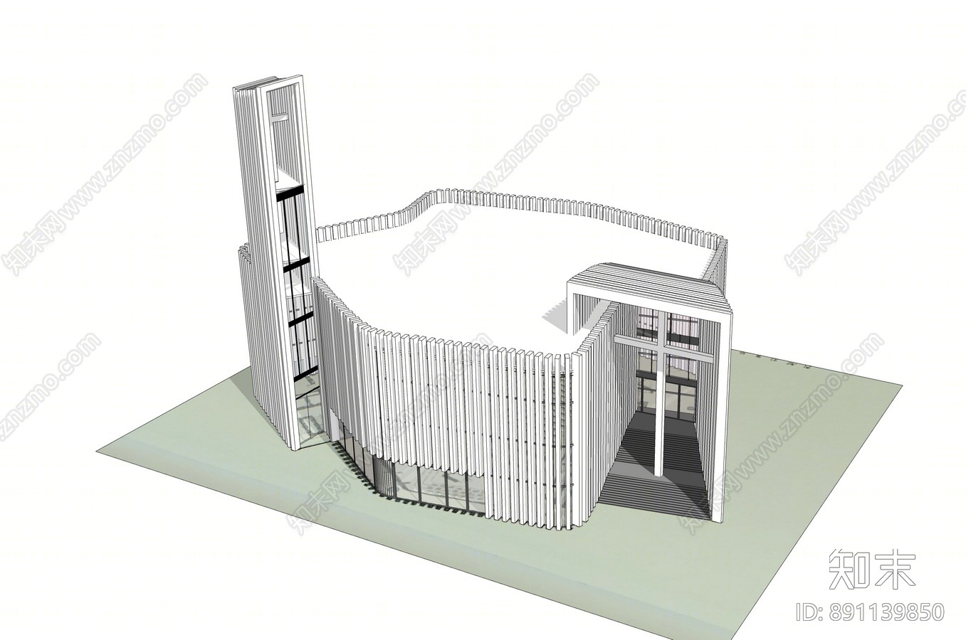 现代教堂SU模型下载【ID:891139850】