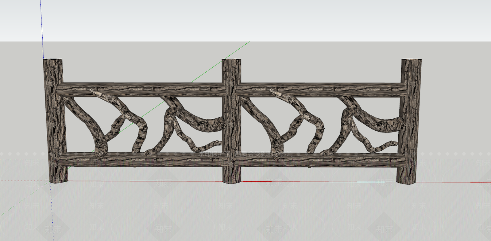 现代生态木艺栏杆SU模型下载【ID:490617219】