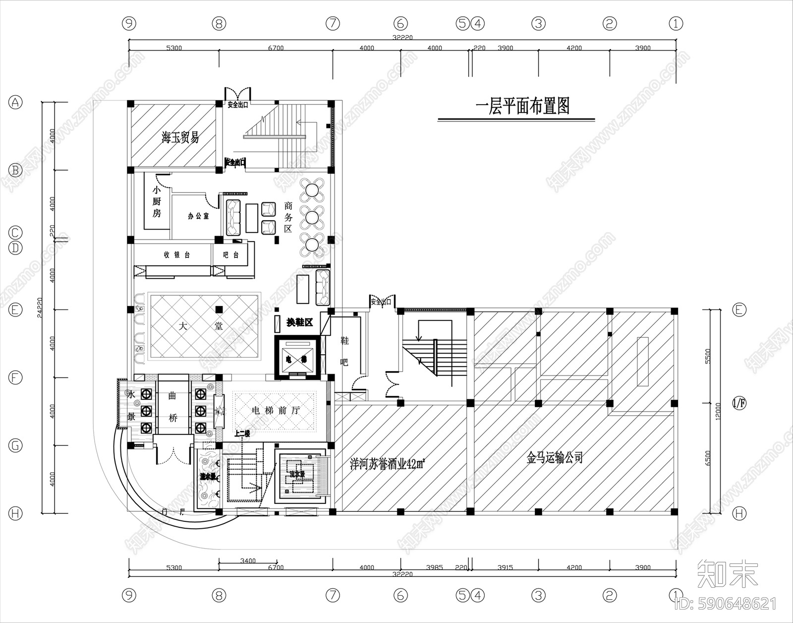 足浴店cad施工图下载【ID:590648621】