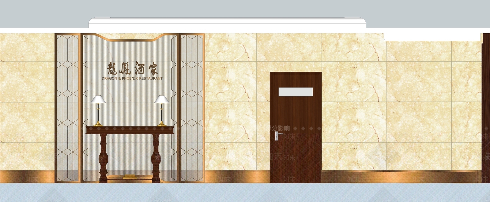 欧式酒店玄关过道SU模型下载【ID:990649492】