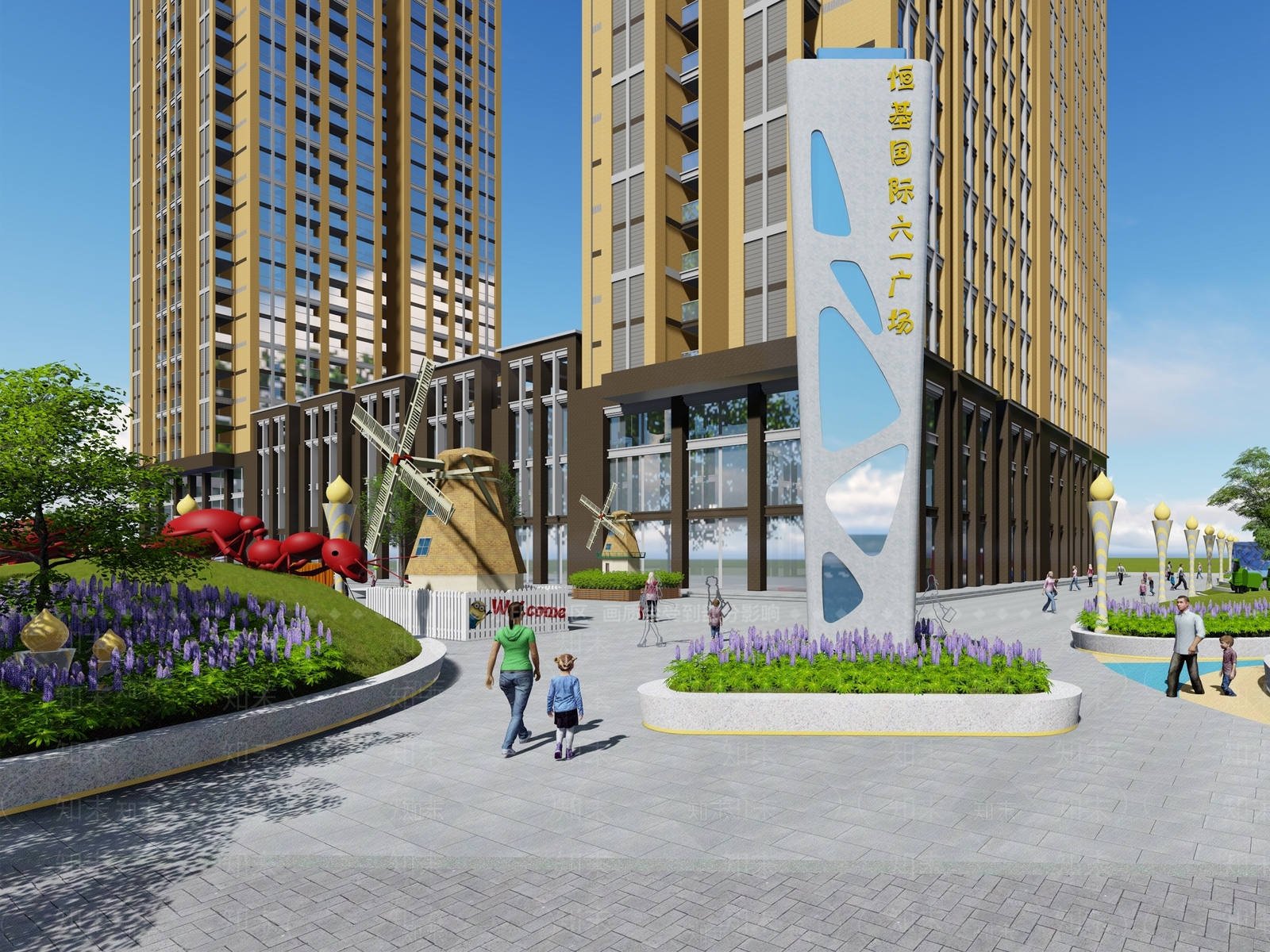 现代商业街SU模型下载【ID:390665338】