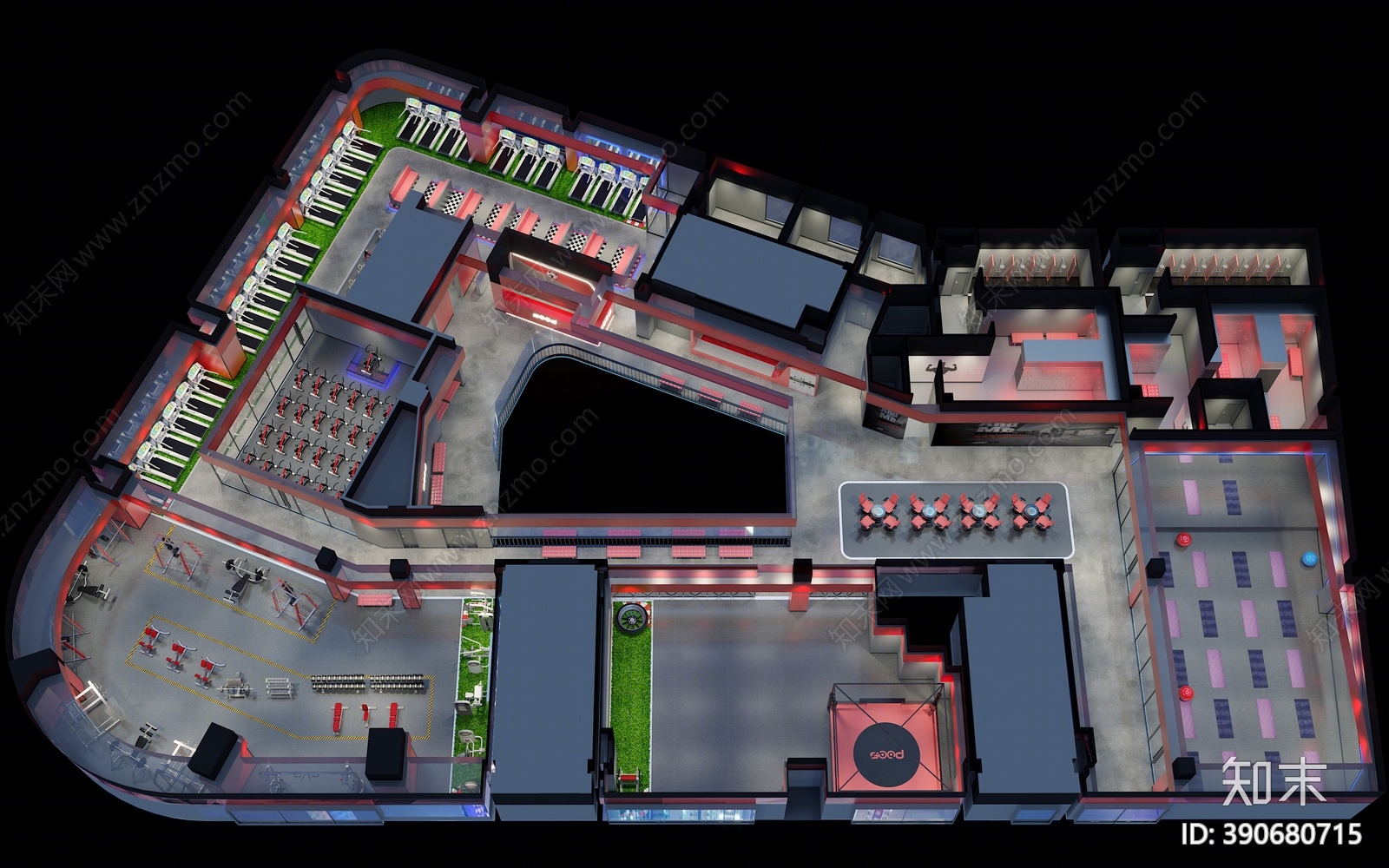 工业风健身房3D模型下载【ID:390680715】