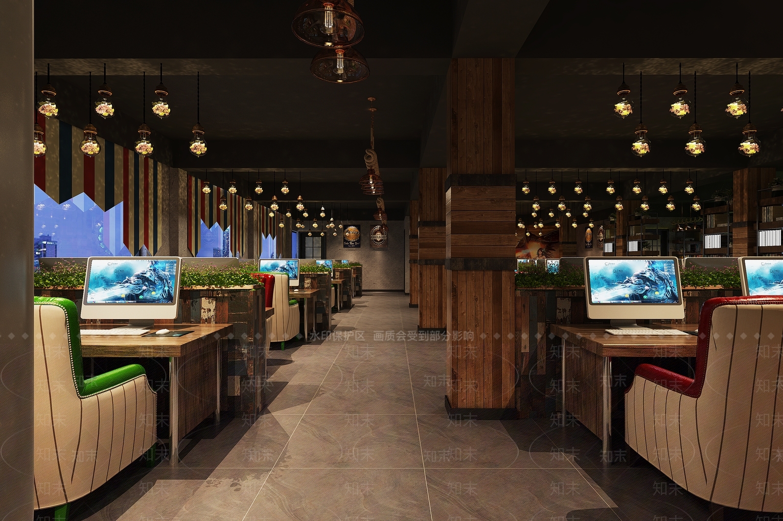 工业风网吧网咖3D模型下载【ID:990682218】