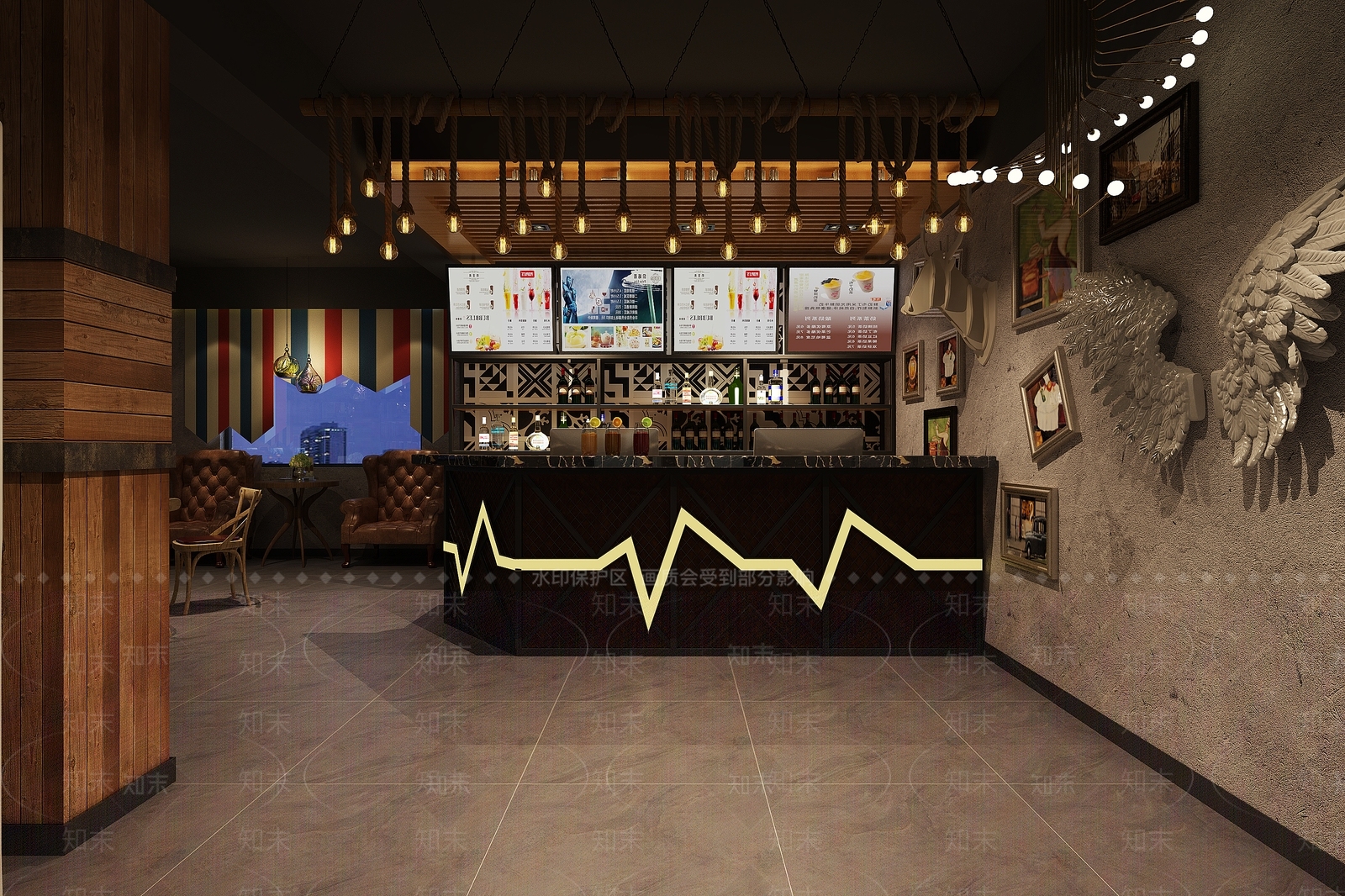 工业风网吧网咖3D模型下载【ID:990682218】