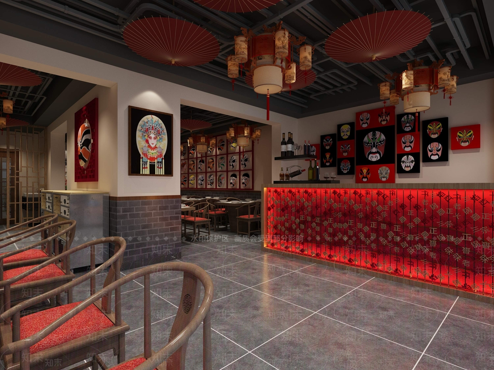 新中式火锅店3D模型下载【ID:390685220】
