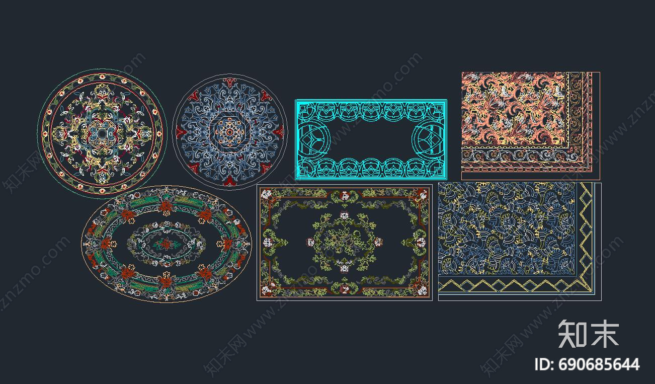 中式传统文化图案施工图下载【ID:690685644】