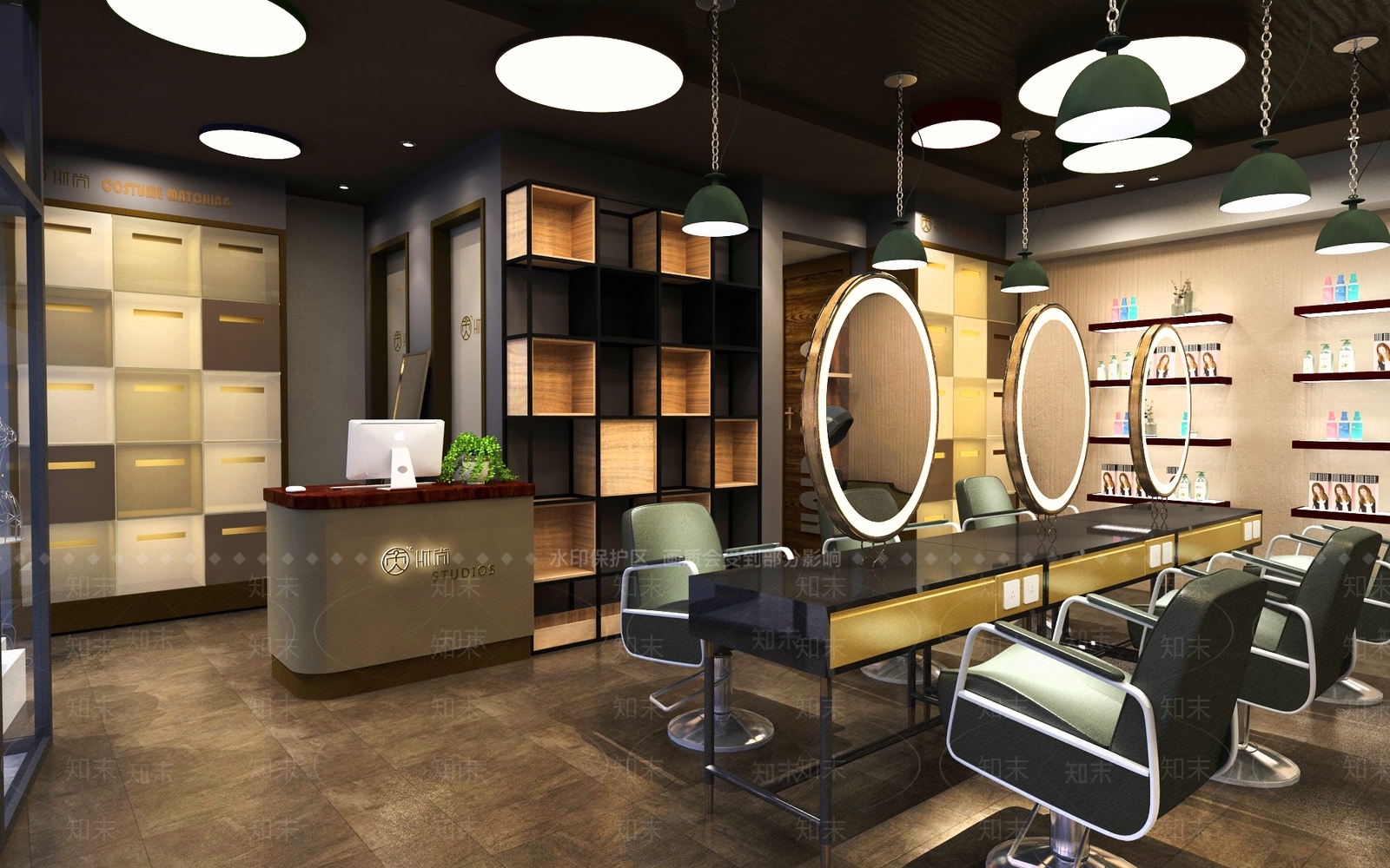工业风理发店3D模型下载【ID:390689417】