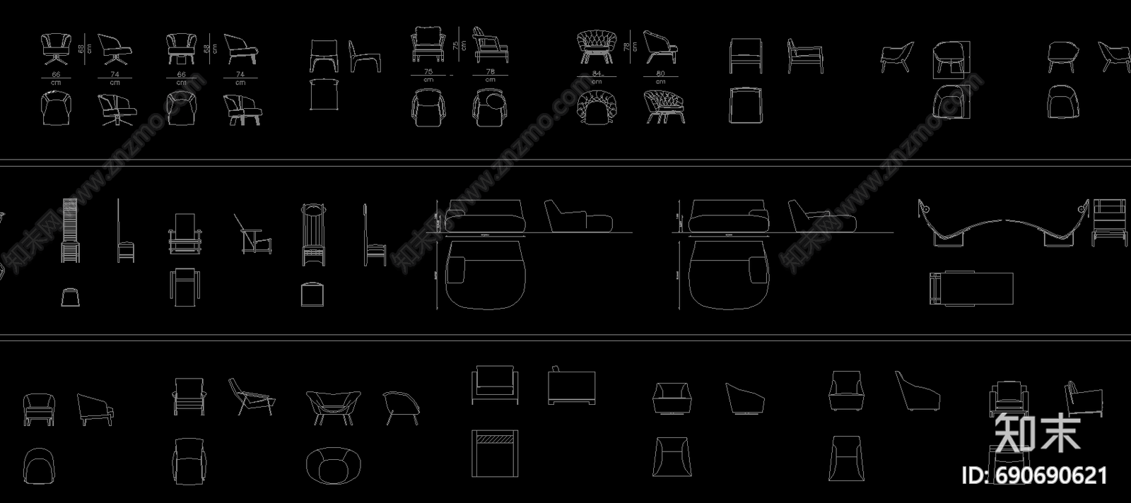 休闲椅施工图下载【ID:690690621】