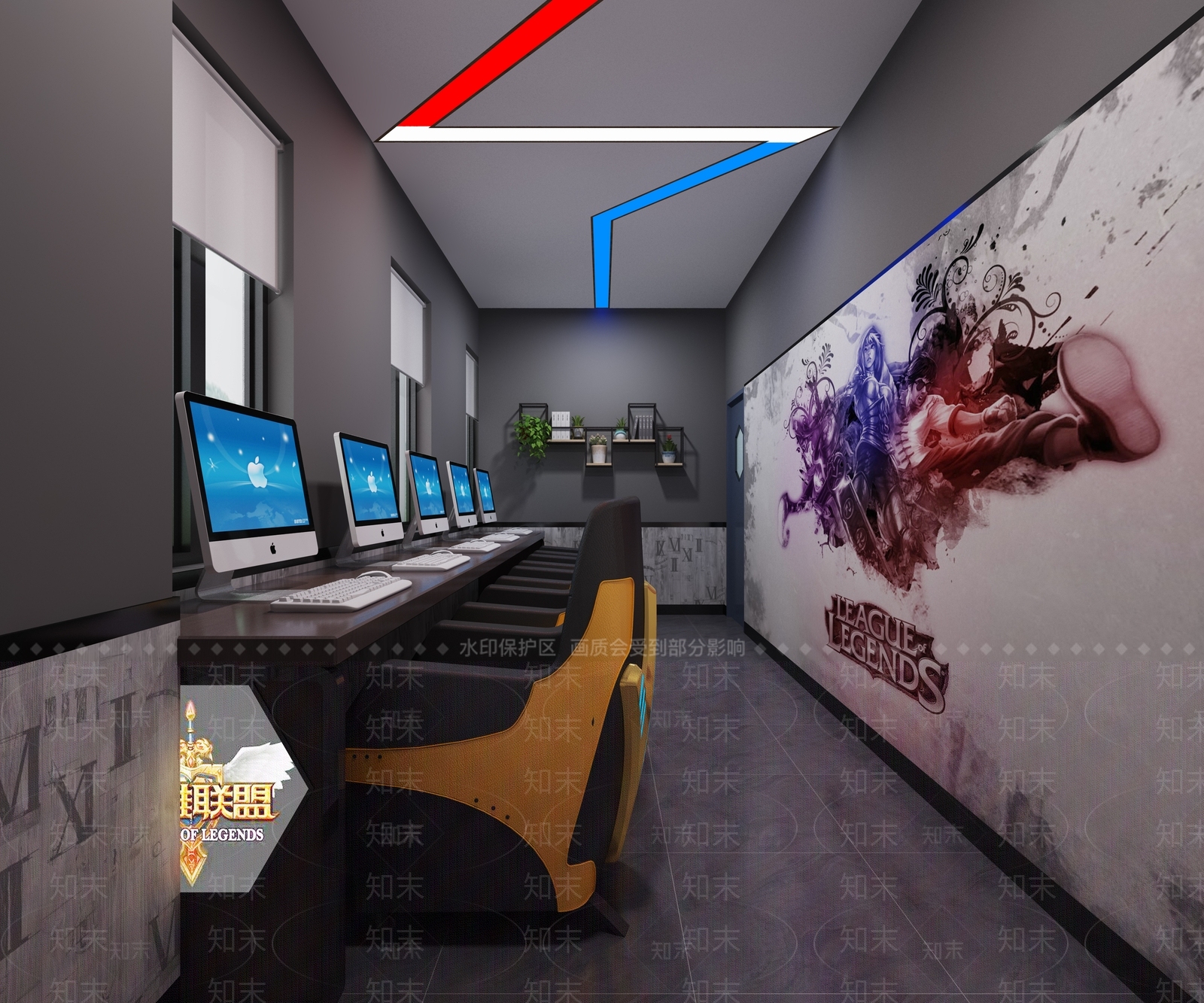 工业风网吧网咖3D模型下载【ID:990692275】