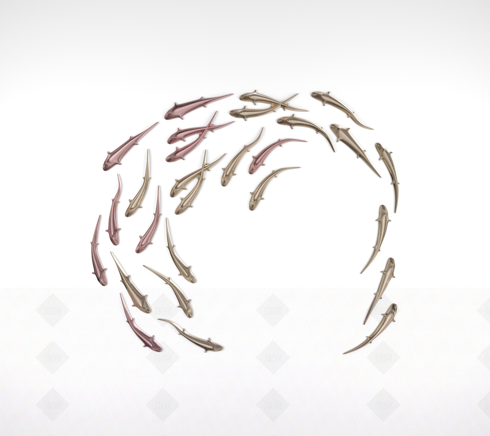 新中式金鱼墙饰3D模型下载【ID:290692279】