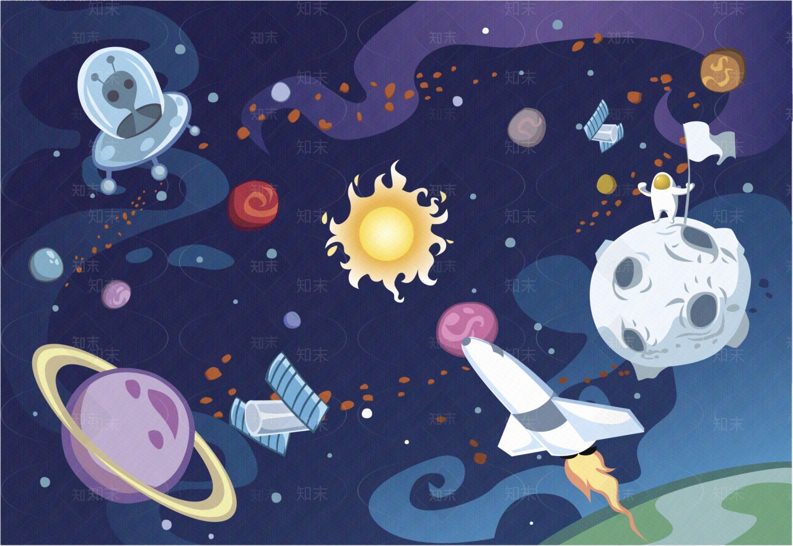 宇宙星空儿童房壁纸贴图下载【ID:990706291】