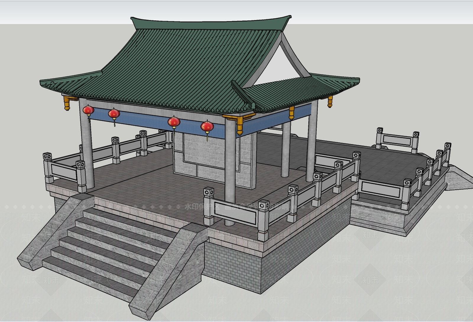 中式公建SU模型下载【ID:390708479】