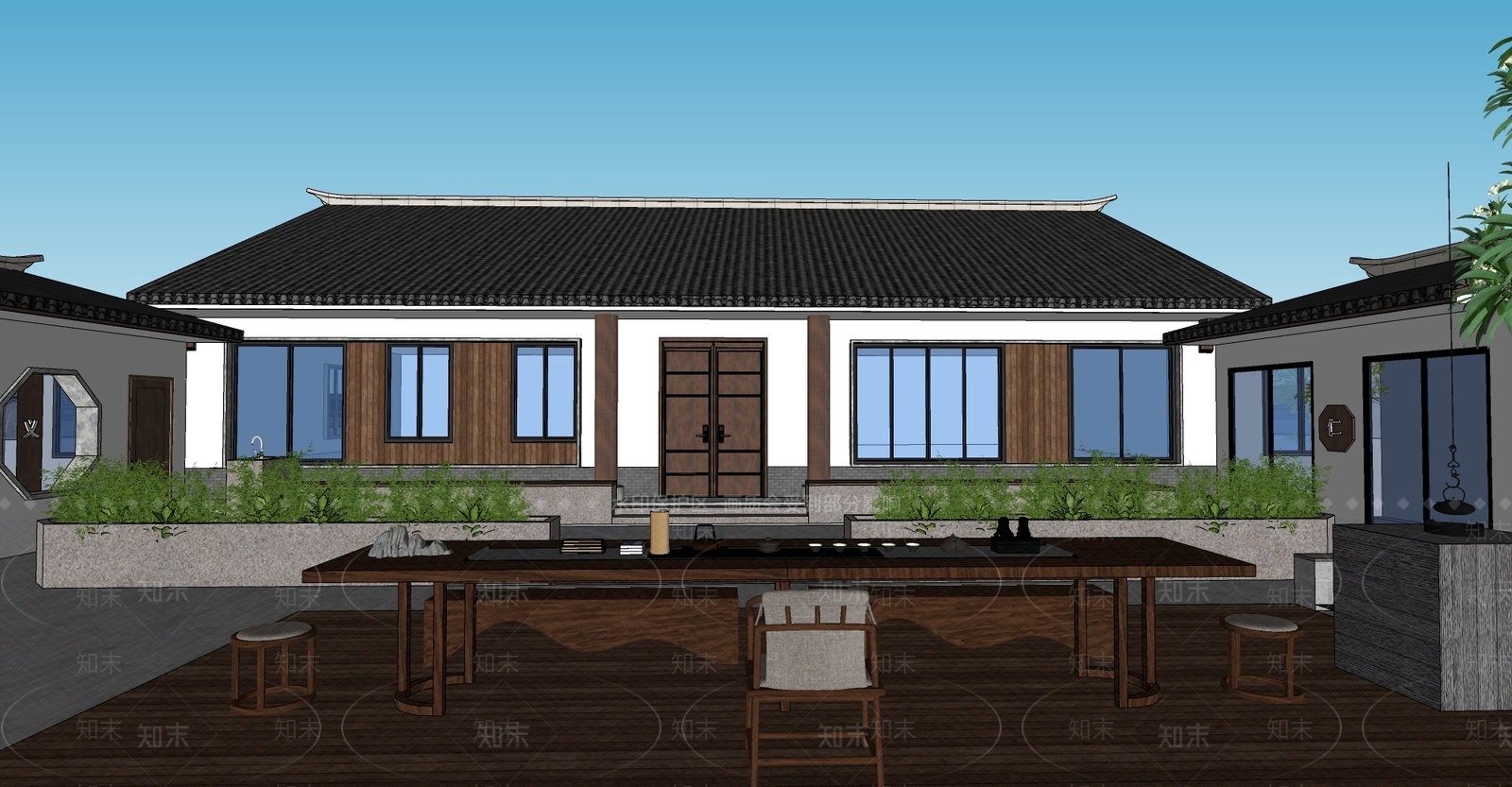 新中式四合院SU模型下载【ID:390715295】