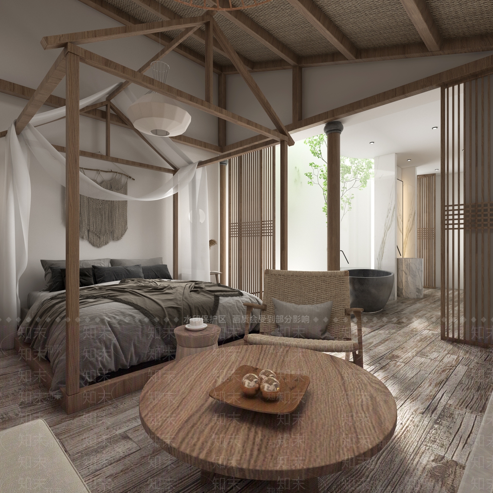 新中式民宿3D模型下载【ID:490728684】