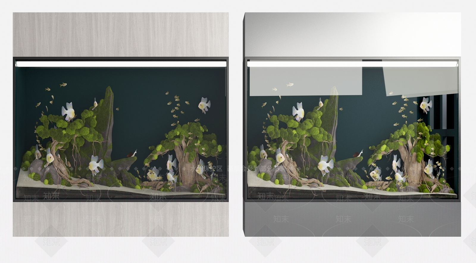 现代鱼缸水族3D模型下载【ID:690757791】