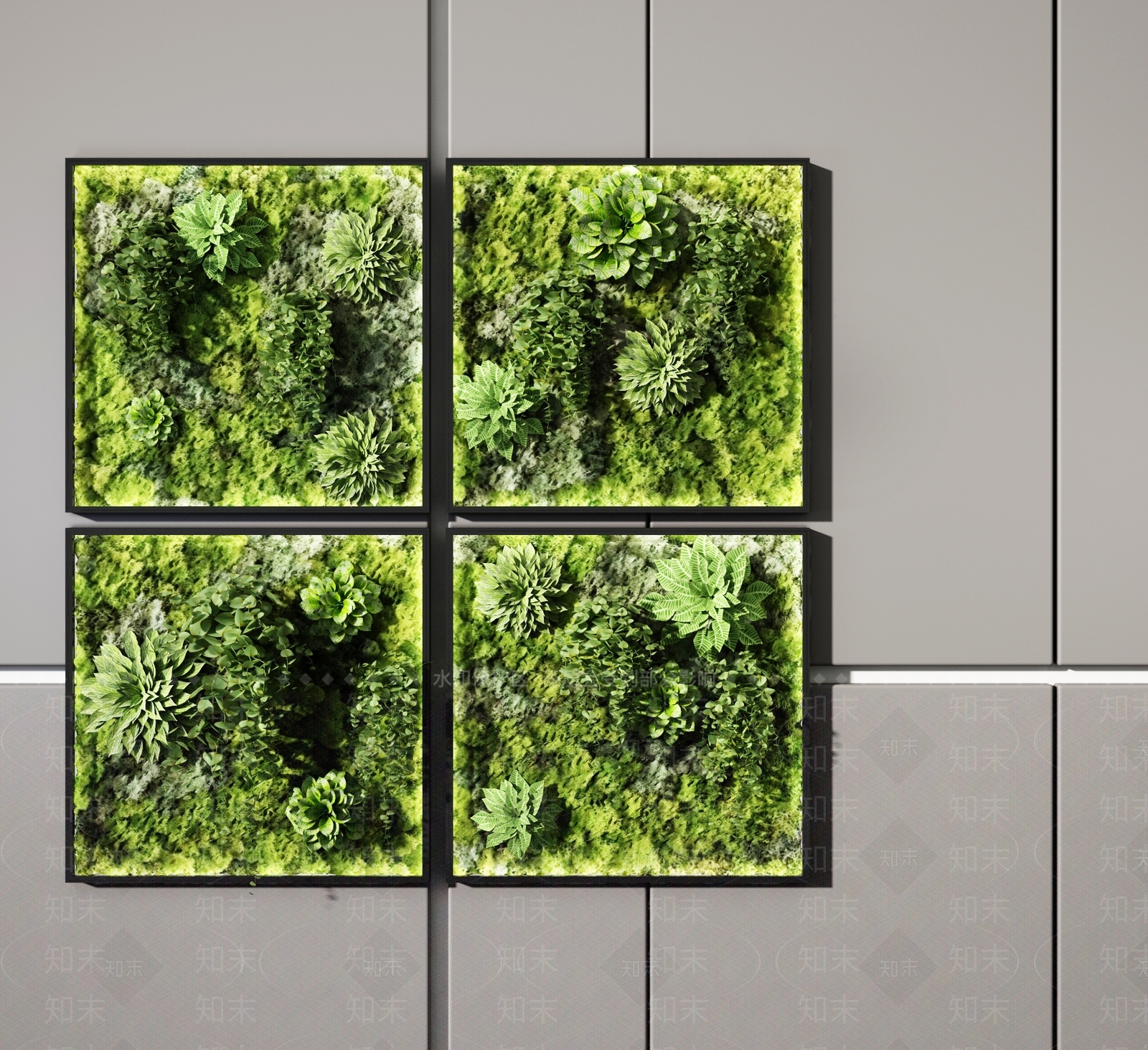 现代绿植墙3D模型下载【ID:490766232】