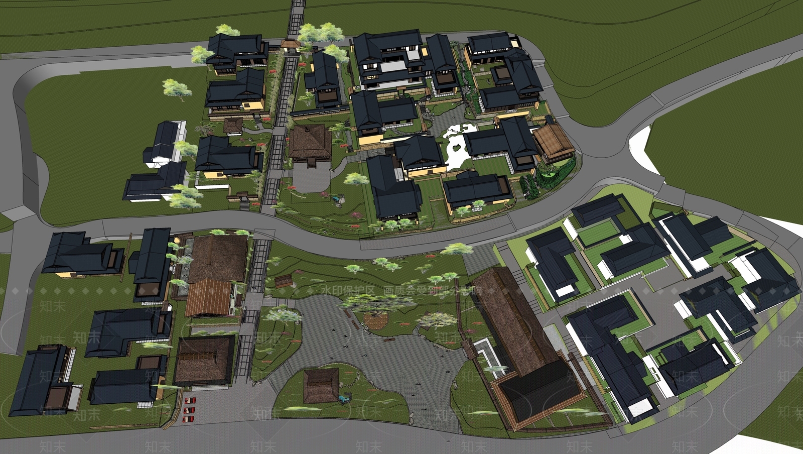 民宿建筑SU模型精品下载_SketchUp模型_知末网