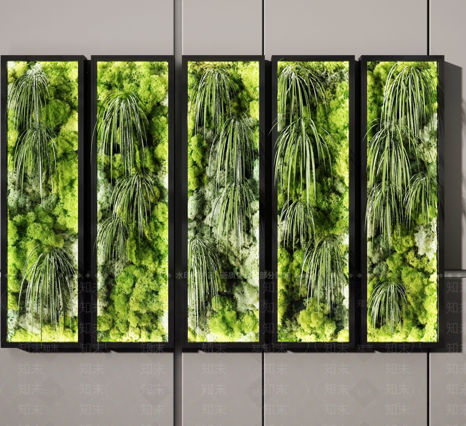 现代绿植墙3D模型下载【ID:490771229】
