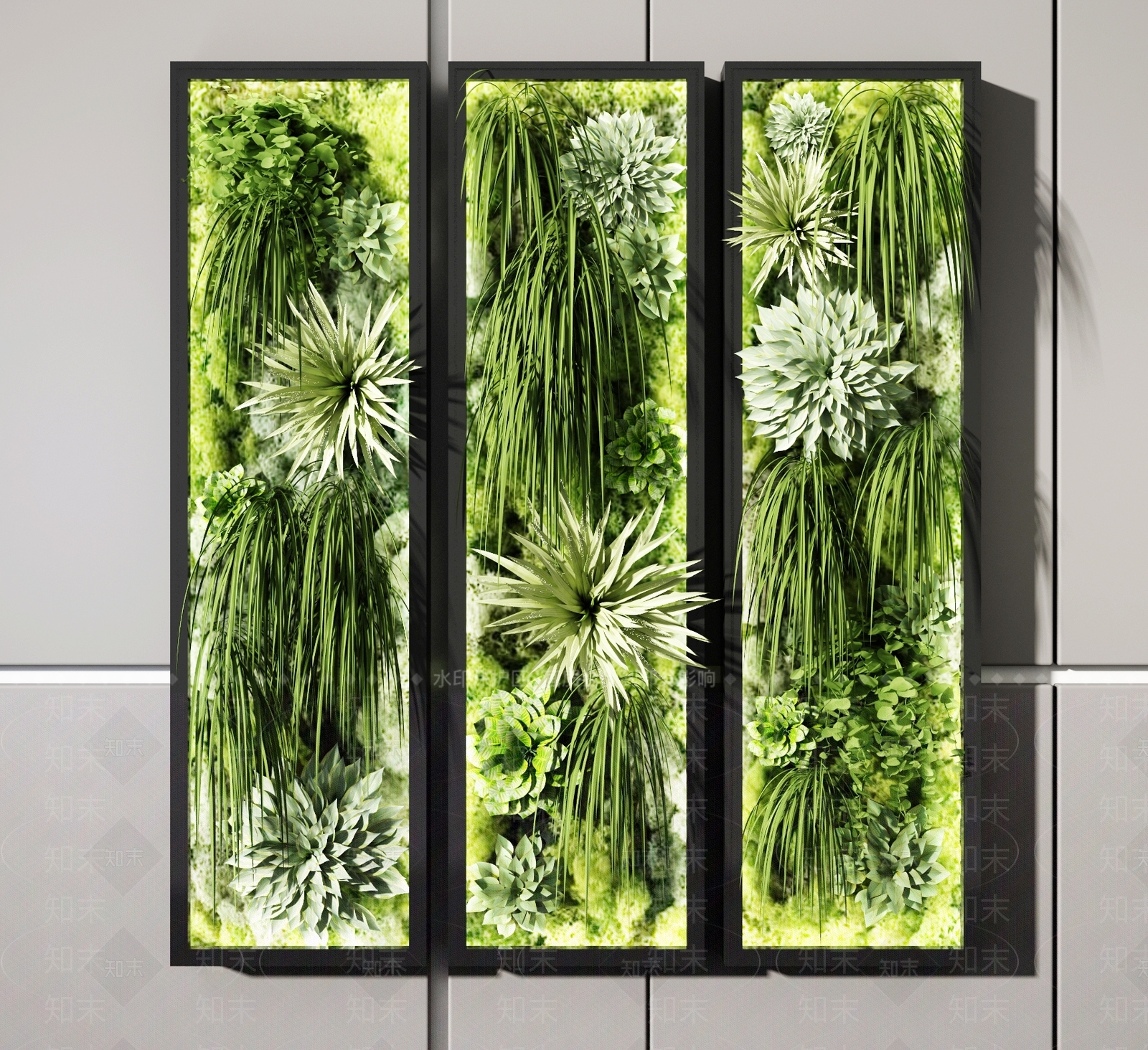 现代绿植墙3D模型下载【ID:490778250】