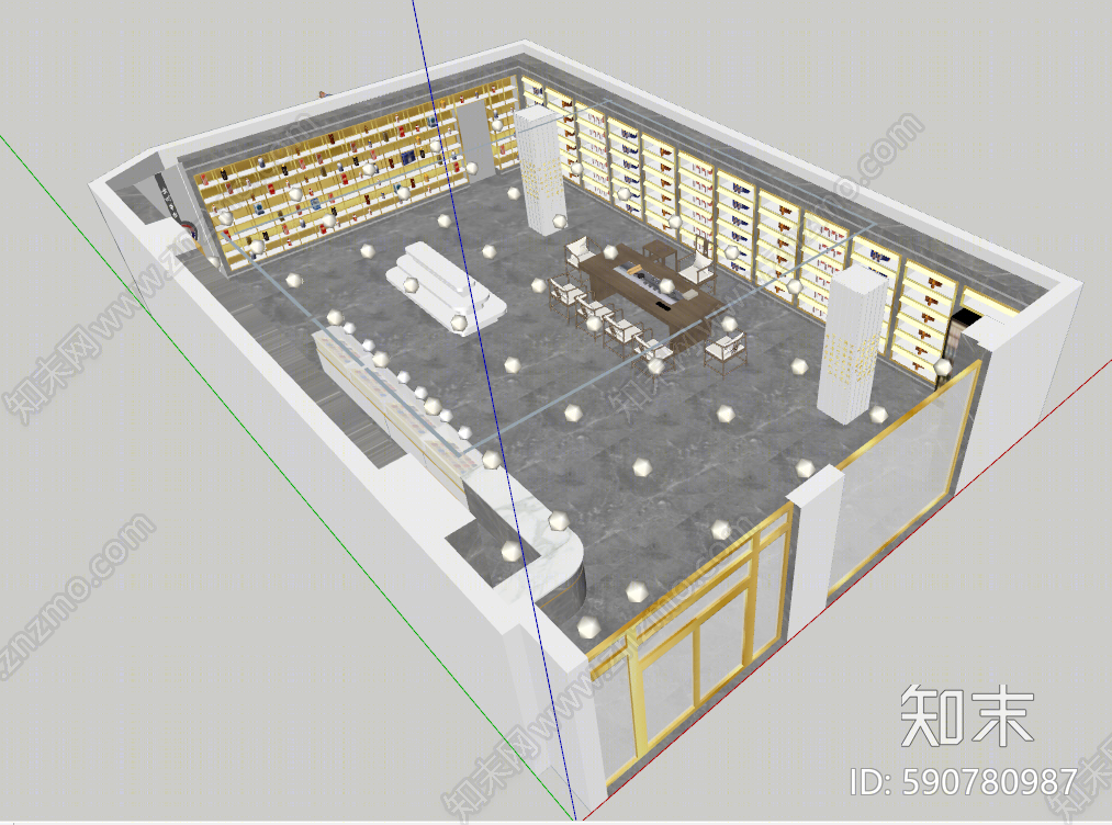 现代烟酒专卖店SU模型下载【ID:590780987】