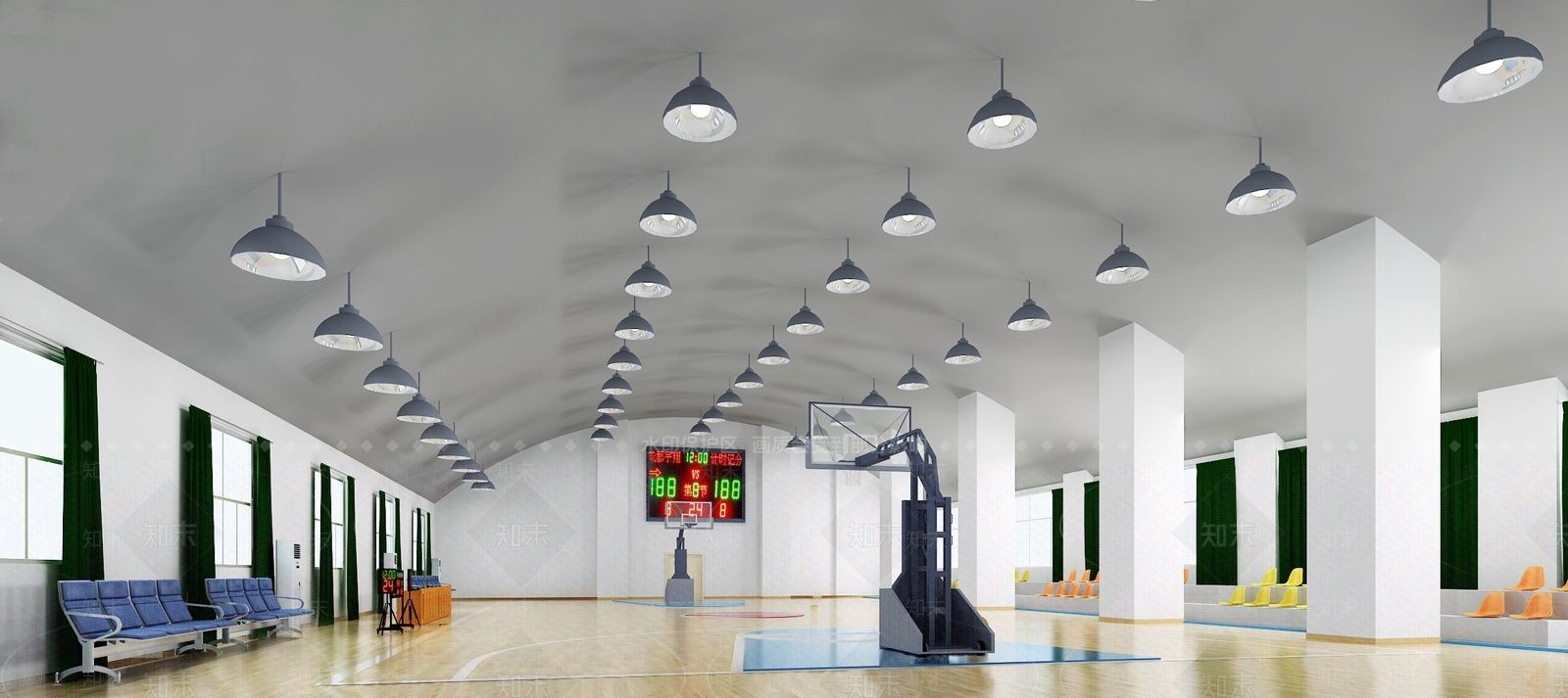 现代篮球场3D模型下载【ID:990782998】